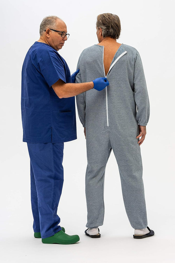 FERRUCCI COMFORT Winter-Sanitärpyjama mit Rückenreissverschluss, 9014/1, für Inkontinenz, Alzheimer,