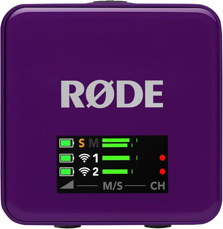 Rode Wireless GO Gen 3 Drahtloses 2-Kanal Mikrofon-Funksystem Lila mit 2X Lavalier GO Mikrofon und 2