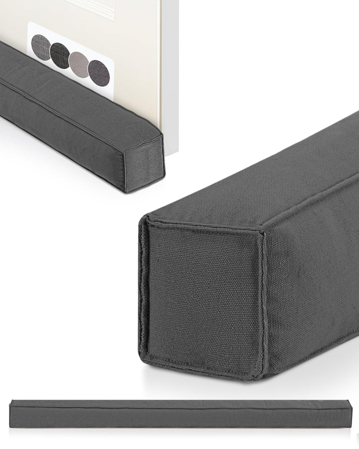Beautissu 2er Set Zugluftstopper für Türen Wärmeschutz Kälteschutz | 90cm Anthrazit Stoff Tür Fenste