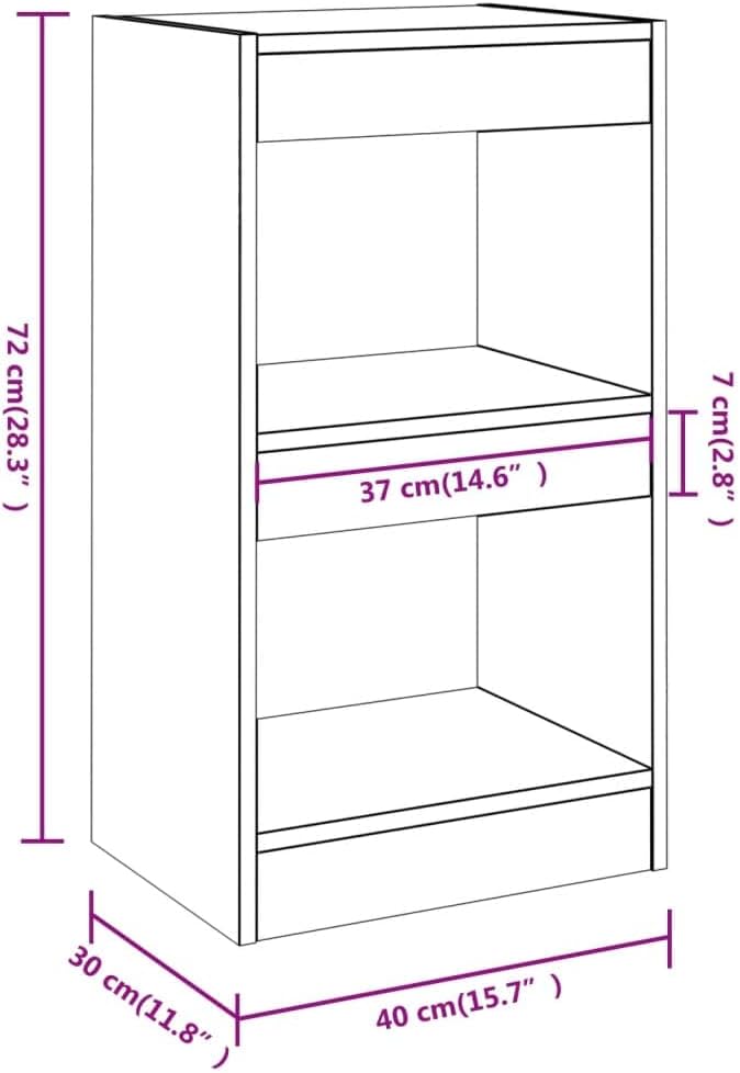 WIFESE Bücherregal Raumteiler 40x30x72 cm 2 Fächer Holzregal Regal für Arbeitszimmer Büro Wohnzimmer
