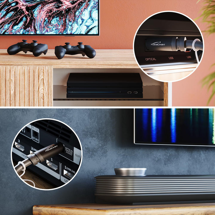 TOSLINK Cable Optisches Audiokabel - 15m - Glasfaserkabel für Soundbars, mit Schutzkappe (Digital S/