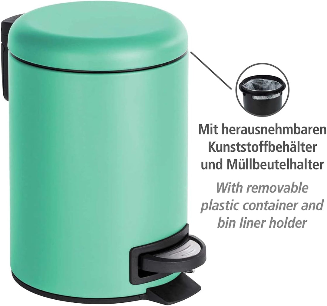 WENKO Treteimer Leman, 3 Liter, mit herausnehmbarem Einsatz, aus lackiertem Stahl, 17 x 25 x 22,5 cm