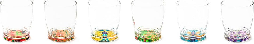 Excelsa Lissabon 6 Gläser mit dekoriertem Boden, Ml. 340, Durchmesser 8 cm, Glas