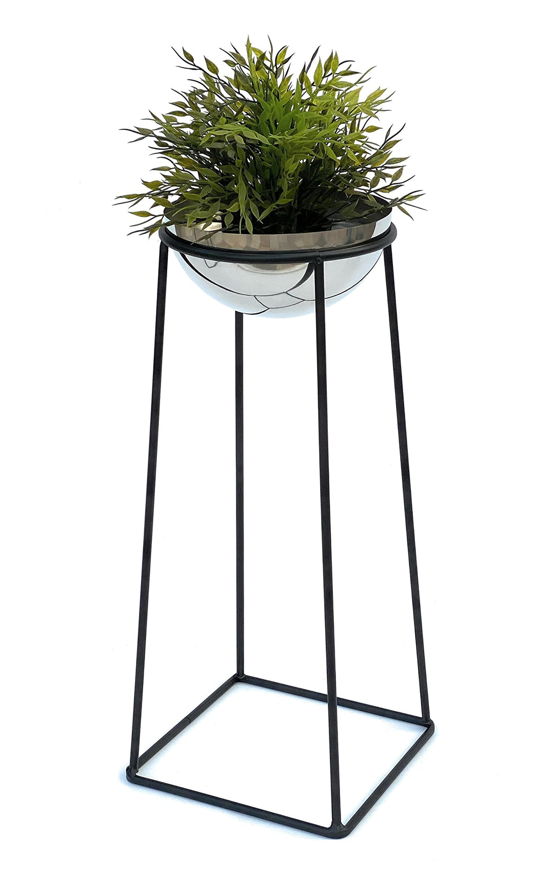 DanDiBo Blumenhocker Metall mit Topf Schwarz Silber 56 cm Blumenständer 96078 M Blumensäule Modern P