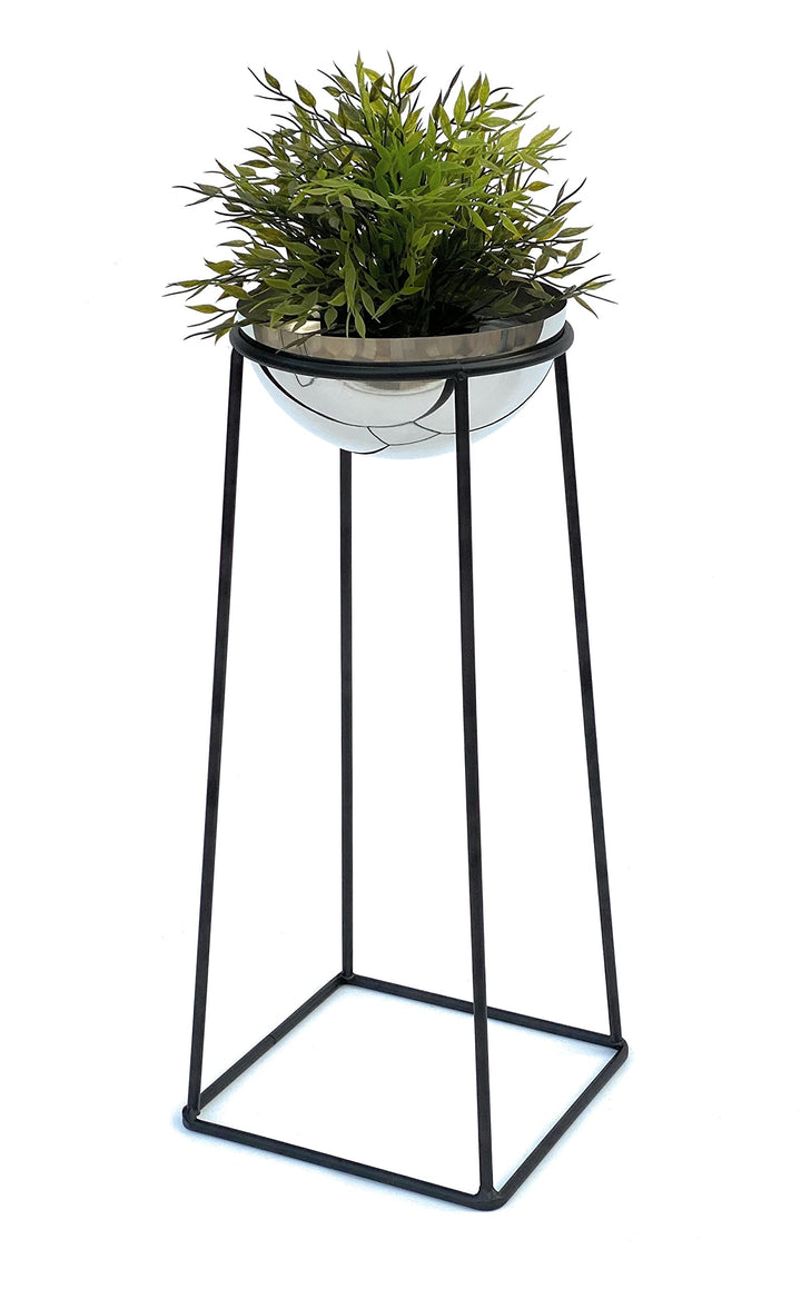 DanDiBo Blumenhocker Metall mit Topf Schwarz Silber 56 cm Blumenständer 96078 M Blumensäule Modern P