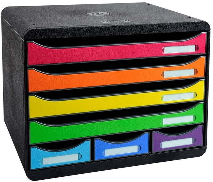 Exacompta 307798D Ablagebox Iderama Querformat mit 7 Schubladen für DIN A+ Dokumente. Belastbare Sch