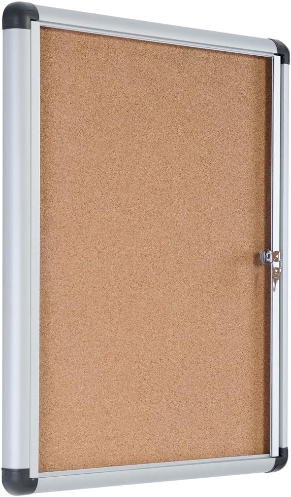 Bi-Office Schaukasten Vitrine"Enclore Extra", Kork, geeignet für 4 x DIN A4, silberner Aluminiumrahm