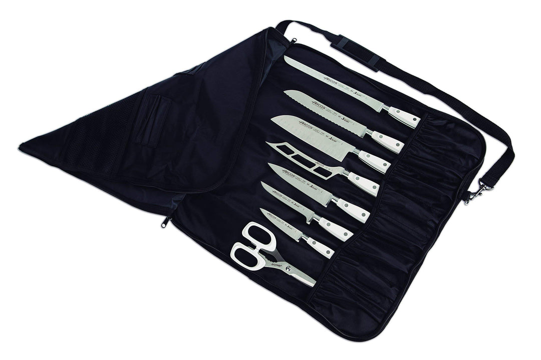 Arcos Messer Tasche Professionell - 8 Stück Kapazität, Sicherer und Kompakter Aufbewahrung - 100% Po