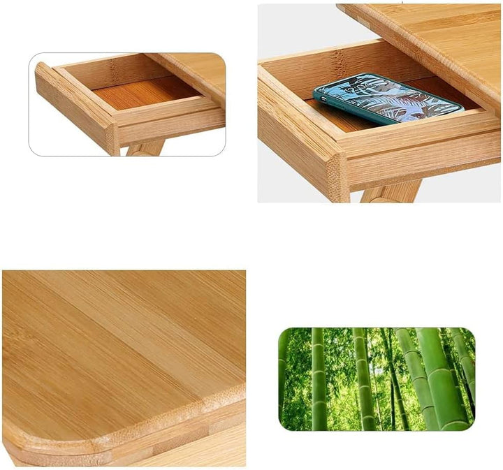 Laptoptisch aus Bambus, Laptopständer, Notebooktisch, Tisch fürs Bett, Frühstückstablett, höhenverst