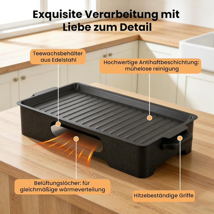 GEEKHOM BBQ Warmhalteplatte fürs Grillen Grosse Aluminium Grill Heizplatte mit Antihaftbeschichtung