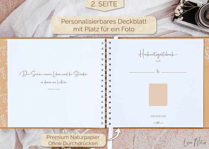 Love Notes Gästebuch Hochzeit mit Fragen zum Ausfüllen – Hochwertiges Hochzeitsbuch für unvergesslic
