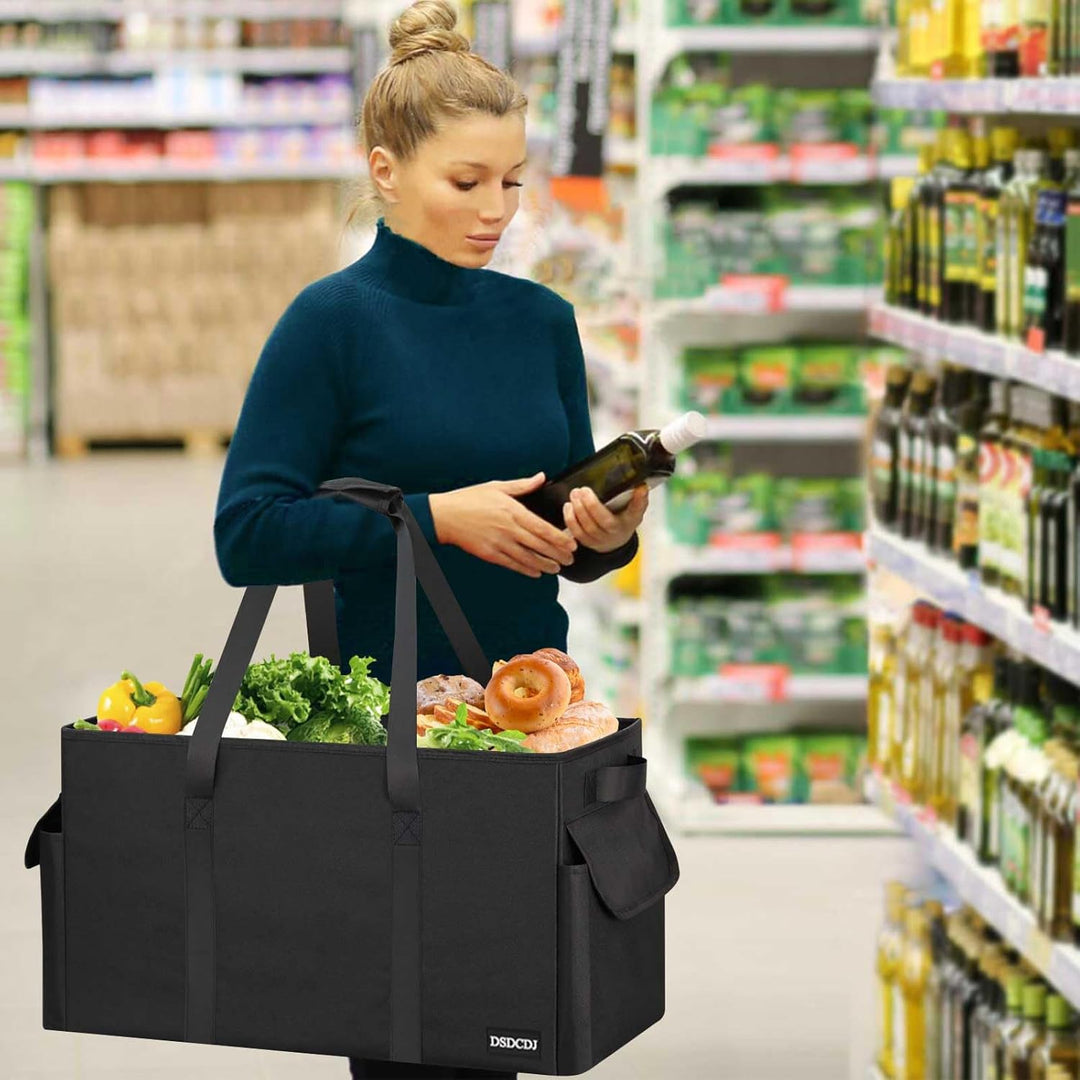 48L Einkaufskorb Faltbar – Stabiler Korb Einkaufen mit Verstärktem Boden – Einkaufstasche Gross Pick