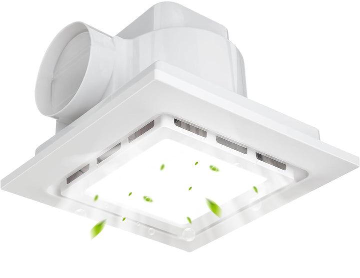 LIROPAU Badlüfter 300mm mit LED Licht, 130 CFM, 35W, Abluftventilator Leiser Badezimmer, 1500 LM, 60