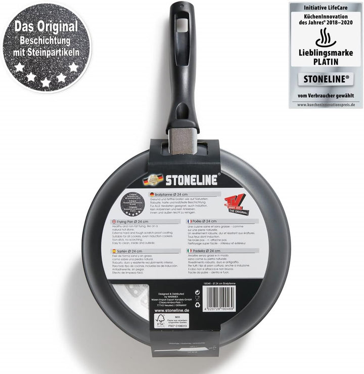 STONELINE Made in Germany Bratpfanne 24cm, antihaft beschichtete Pfanne mit echten Steinpartikeln, a