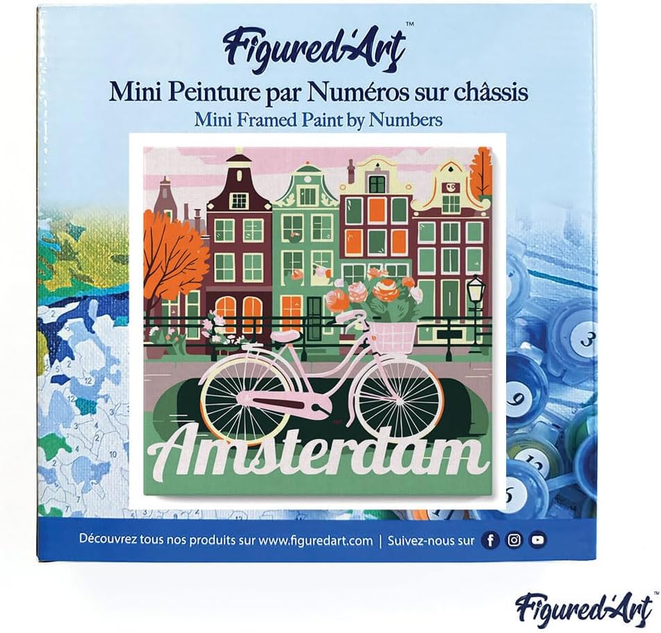 Figured'Art Mini Malen Nach Zahlen Erwachsene Mit Rahmen 20x20cm Kleines Format - Reiseplakat Amster