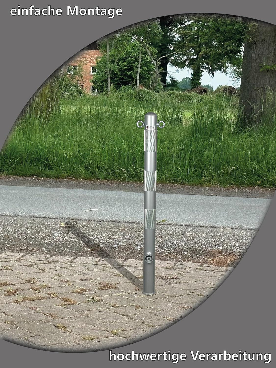 ES-Team UVAP80.04 Absperrpfosten Ø60mm x 1300 mm Stahl verzinkt, Herausnehmbar DIN 3223 Dreikant und