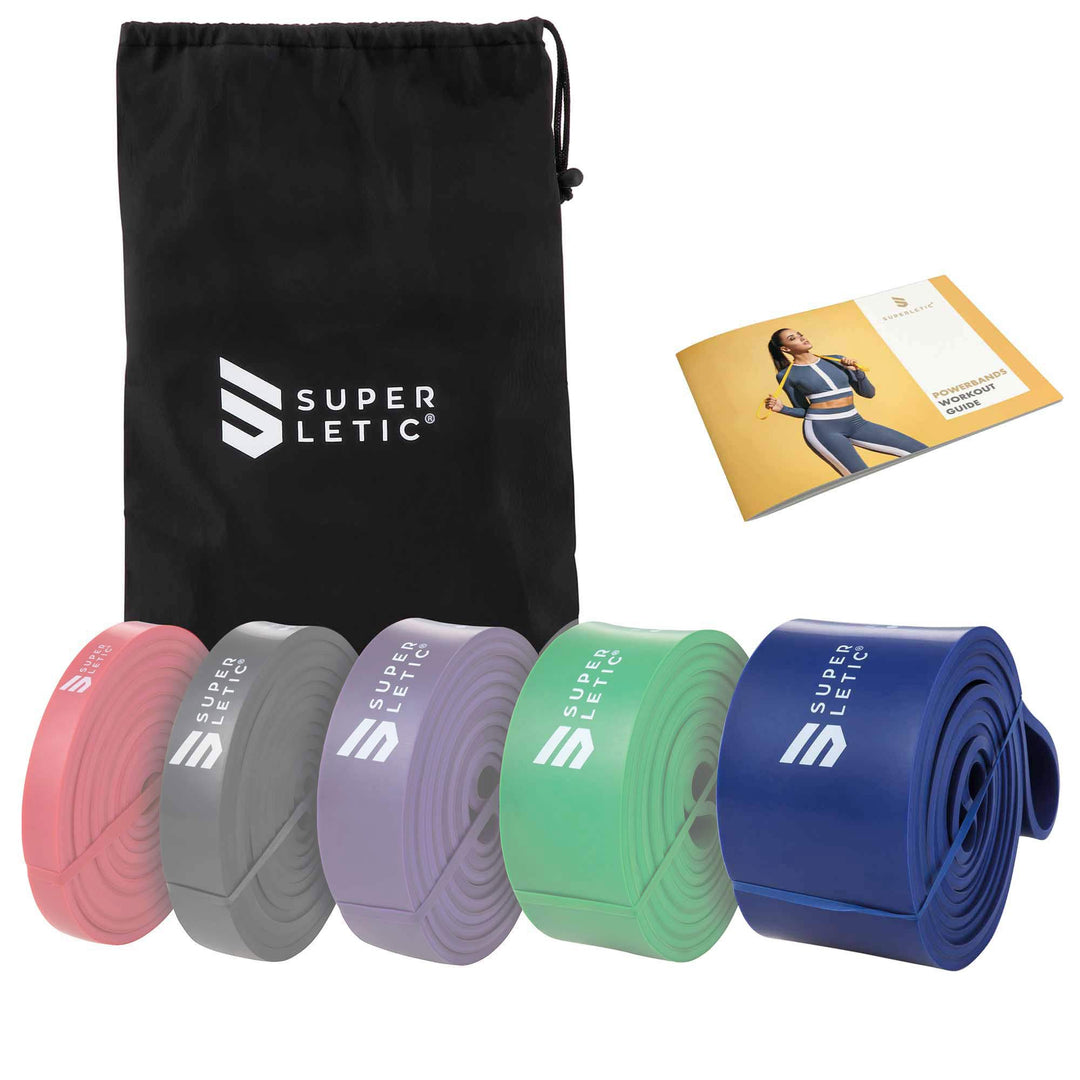 SUPERLETIC Powerbands, Widerstands-Fitness-Bänder, einzeln oder im Set, Pullup-, Resistance und Body