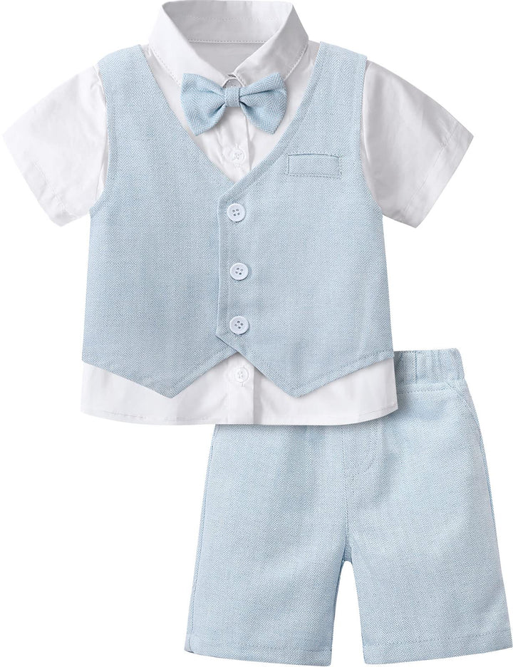 mintgreen Baby Junge Taufe Outfit Smoking Anzug Set 12-18 Monate Hellblau, 12-18 Monate Hellblau