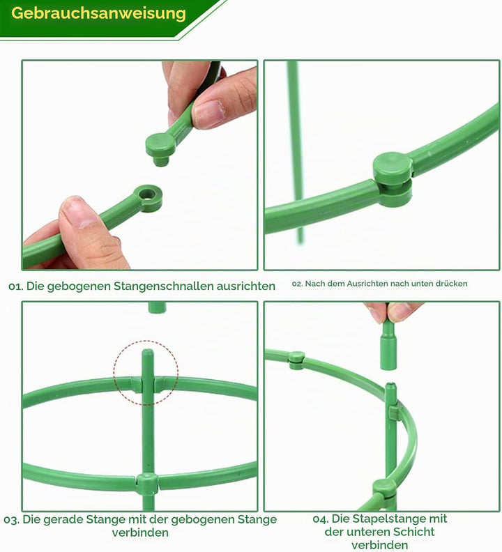 Tomaten Rankhilfe 20er Set, 1 Ringe D x H: 20 x 16 cm Gurken Rankhilfe Mit Verstellbarer Höhe, Pflan