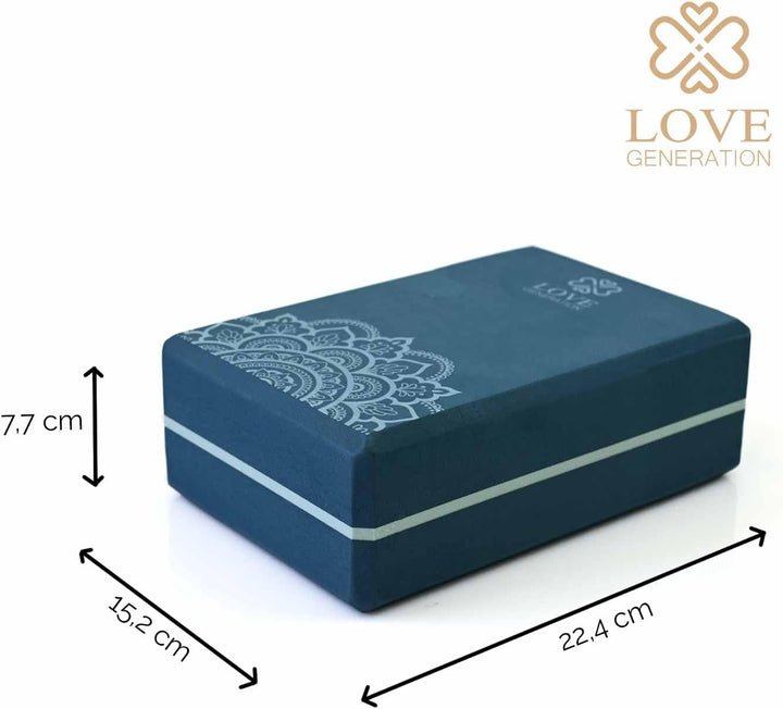 Love Generation - Yoga Block - High Density Eva - für Yoga, Fitness, Pilates und Stretching (Blau)