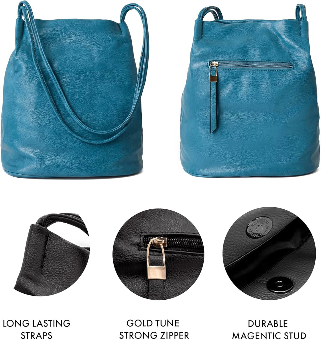 Woodland Leathers Damen-Handtasche aus veganem Leder, mittelgross, elegante schwarze Handtasche mit