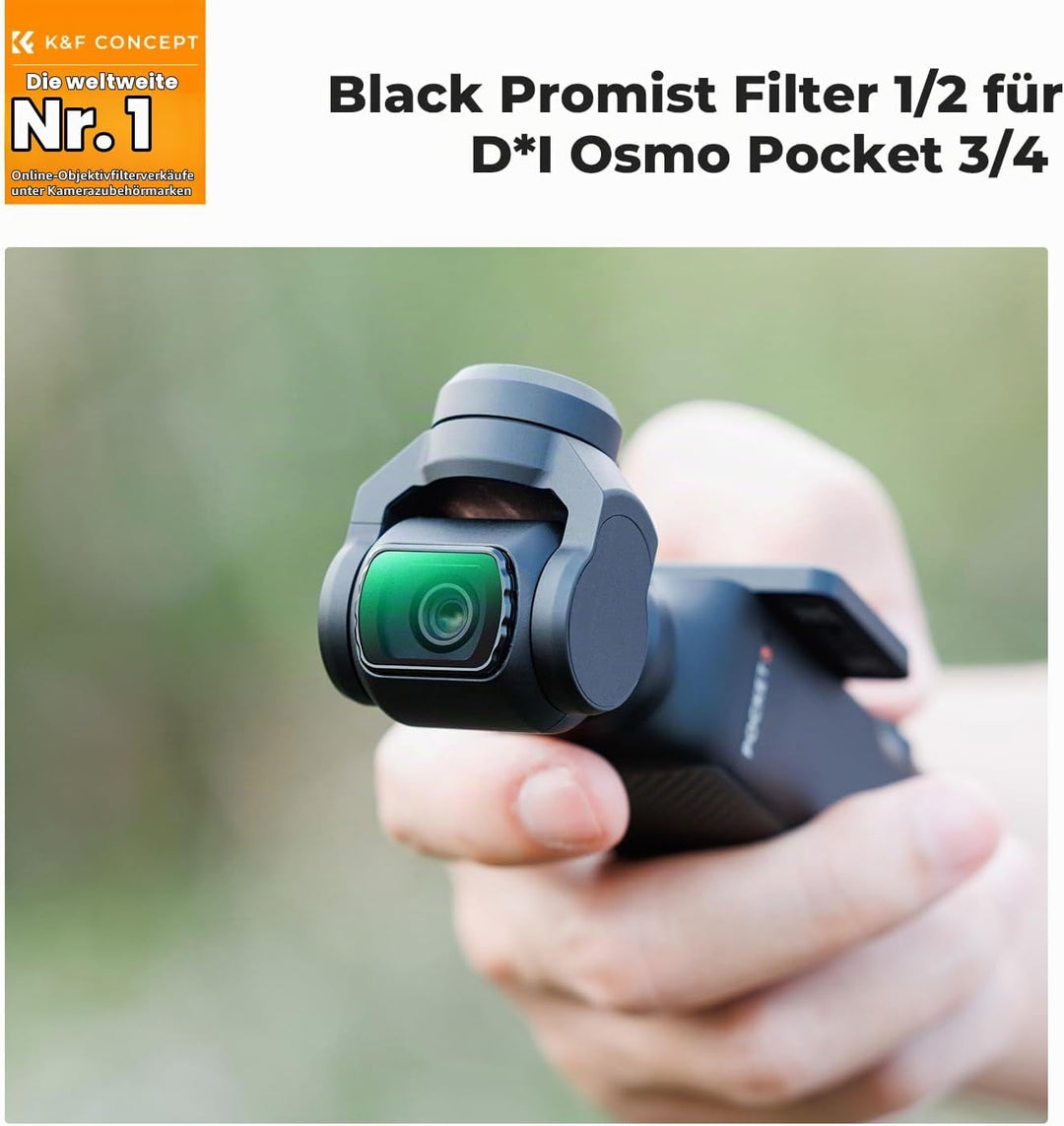 K&amp;F Concept OSMO Pocket 3 Black Mist 1/2 Filter Magnetisch Kompatibel mit DJI OSMO Pocket 3 (Alumini