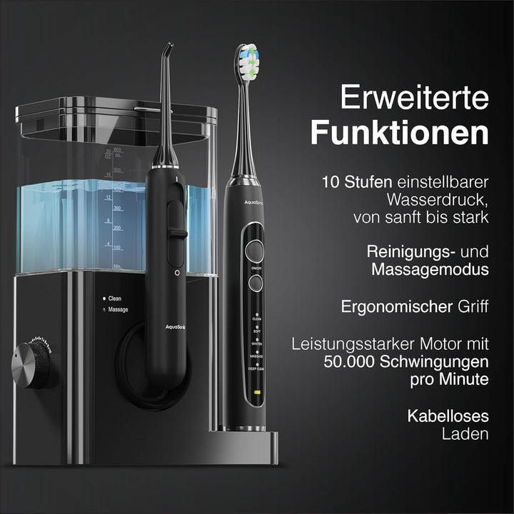 Aquasonic Home Dental Center PRO –Zähneputzen und Zahnseide leicht gemacht –Bürste und Zahnseide –el