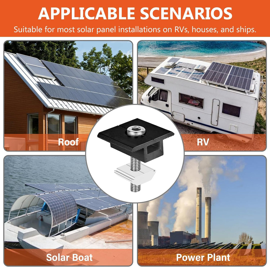 Solarmodul Halterung Mittelklemmen 30mm Schwarz: 10 Stück Solarpanel Halterung, PV Modul Klemmen, Al