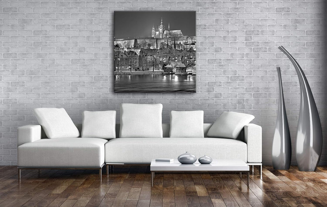 deyoli erhellendes Prag bei Nacht Format: 60x60 Effekt: Schwarz&amp;Weiss als Leinwandbild, Motiv fertig
