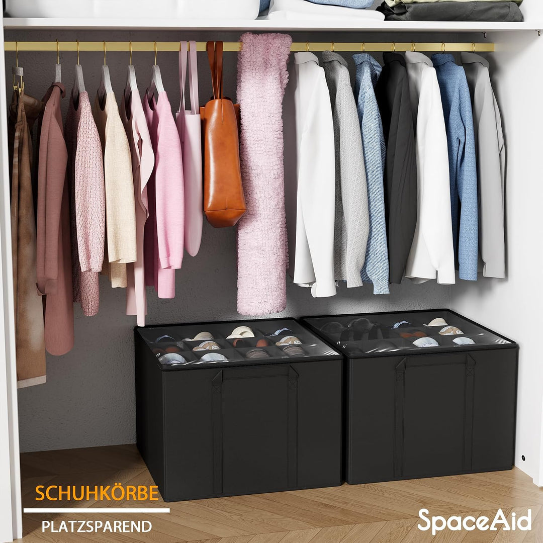 SpaceAid Schuh-Organizer für Schrank, 2 Stück, faltbare Schuhaufbewahrungsbehälter, Körbe, Boxen mit