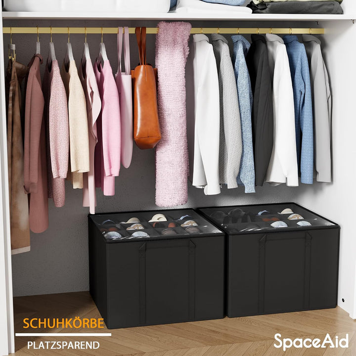 SpaceAid Schuh-Organizer für Schrank, 2 Stück, faltbare Schuhaufbewahrungsbehälter, Körbe, Boxen mit