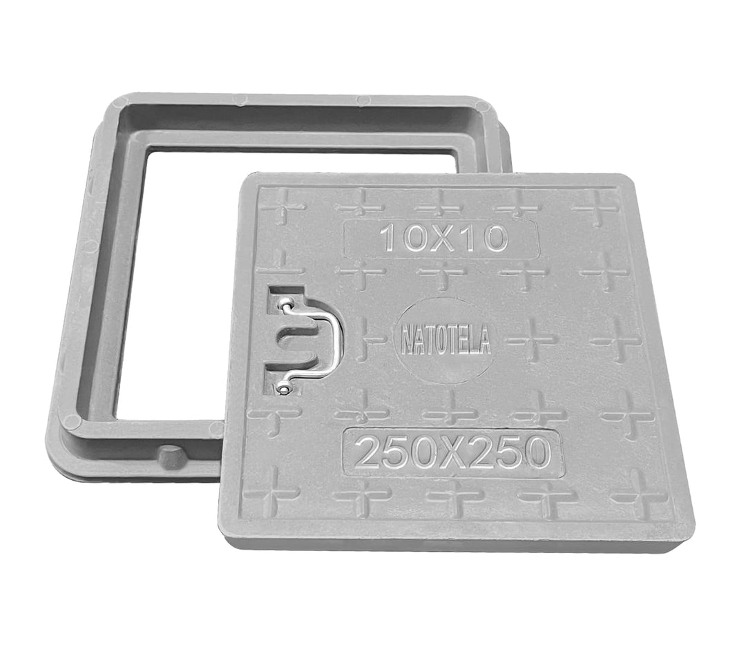 Schachtabdeckung mit Rahmen 300x300 mm GFK A15 Schachtdeckel mit Griff Kanaldeckel Inspektionsschach