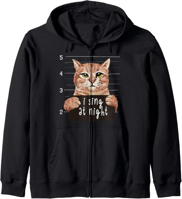 Lustiges Katzen Gefängnis Kätzchen I sing at night Katze Kapuzenjacke