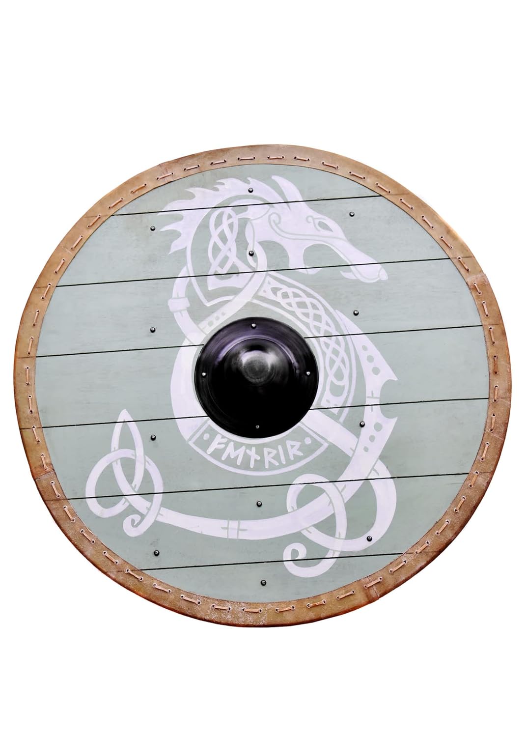 Battle-Merchant | Rundschild mit Fenrir-Motiv | handbemalter Wikingerschild aus Holz | 80cm (31,5 Zo