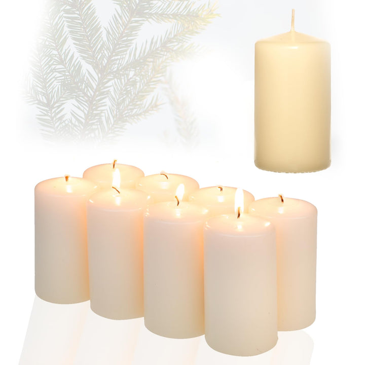 Candelo 8er Set Stumpenkerzen Weihnachten Kerzen - Champagner 5,8cm x 12cm - Advent Kerze Weihnachts
