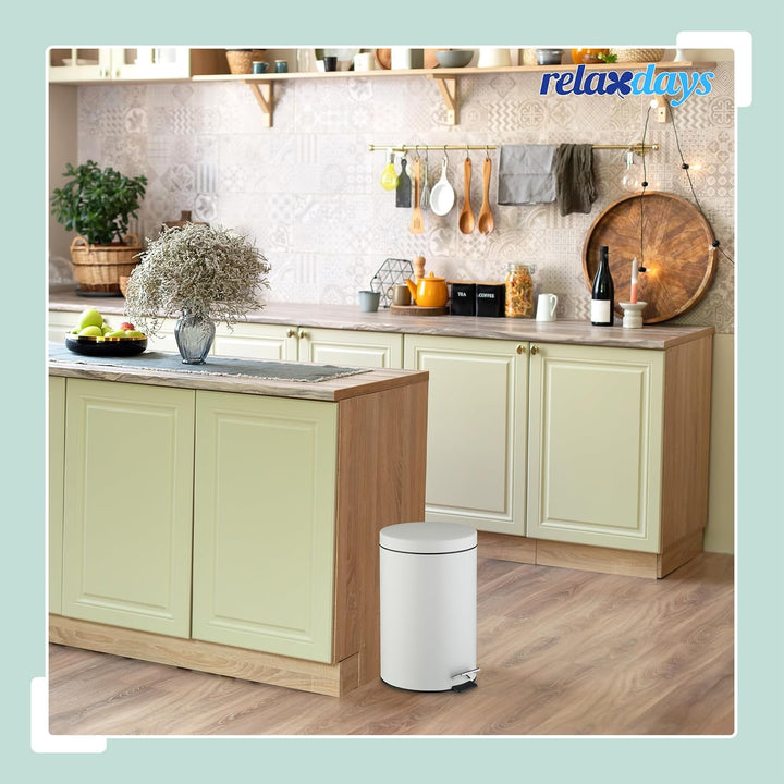 Relaxdays Mülleimer Küche, 20 Liter, mit Deckel, entnehmbarer Inneneimer, Fusspedal, mattes Design,
