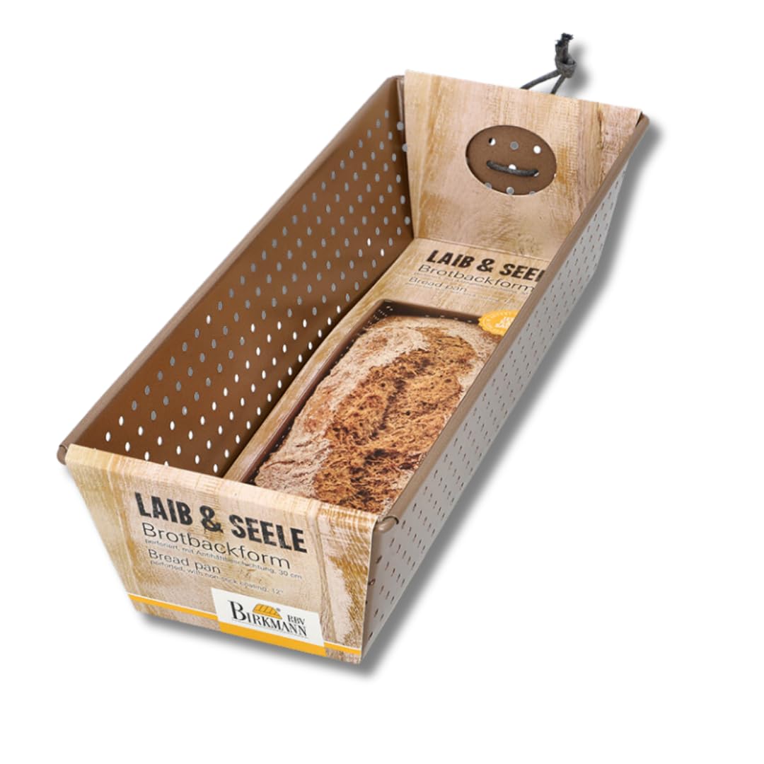 Birkmann, Laib & Seele, perforierte Brotbackform, 30 cm, Backform für kleine Brote, aus bronzefarben