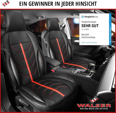 WALSER Premium Sitzauflage Auto Kimi, Sitzschoner Auto schwarz/gelb, Vergleichssieger* Auto Sitzaufl