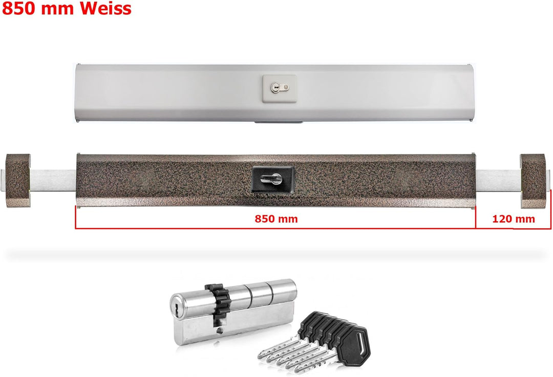 850 mm Weiss Ckey Panzerriegel Querriegel Panzerriegelschloss Türsicherheit Schliesszylinder 850 wei