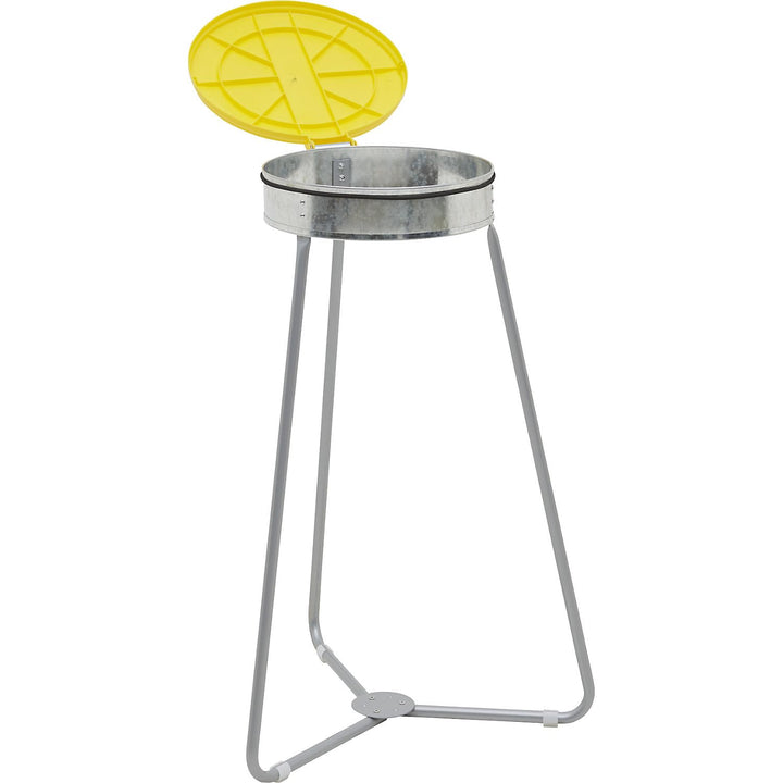 eurokraft | Müllsackhalter aus Stahl mit Kunststoffdeckel | für Volumen bis 120 l | Dreibeingestell