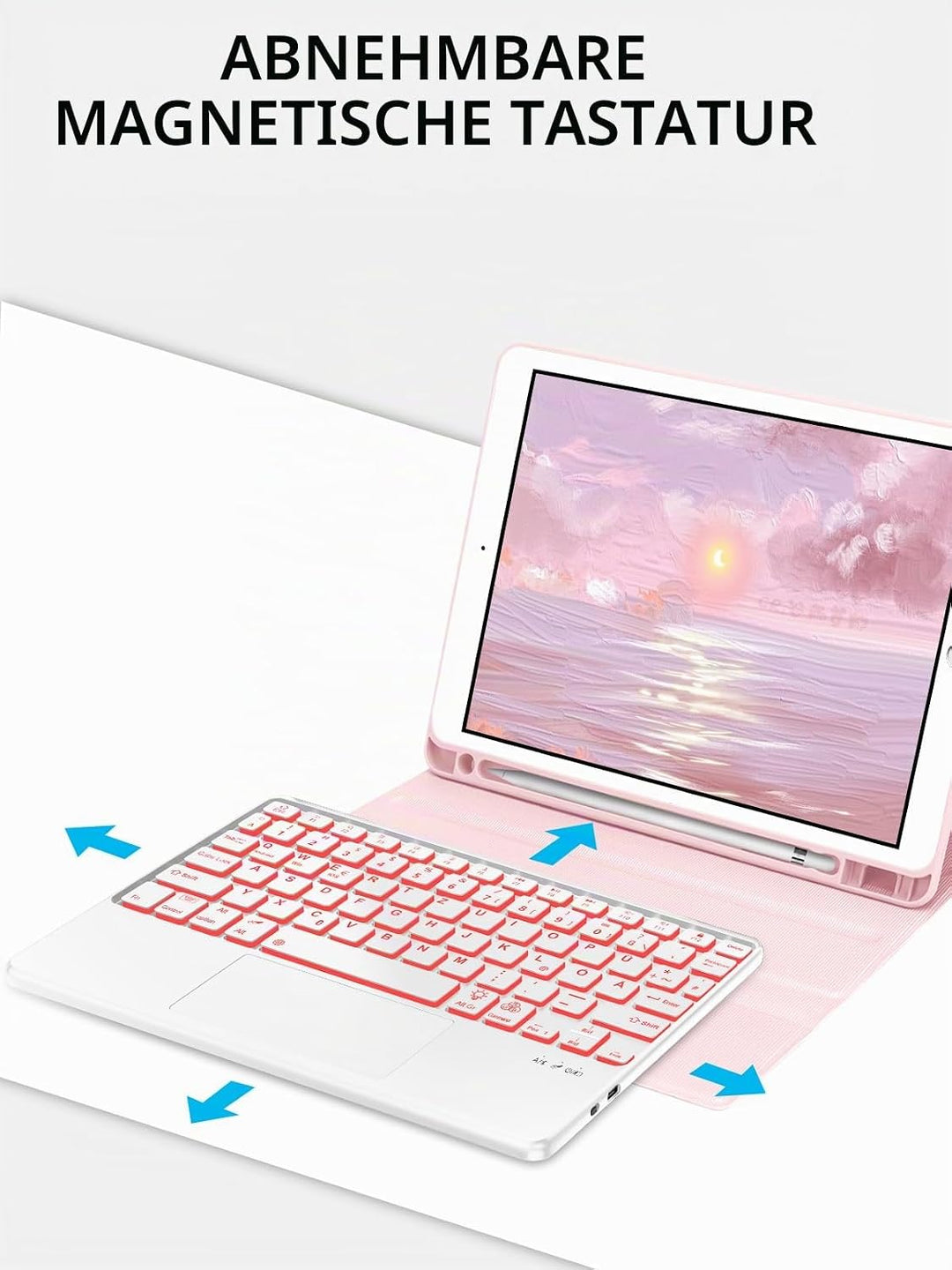 WINCHKING iPad 9 Generation Hülle mit Tastatur 10,2 Zoll für iPad 9/8/7 Gen - 7 Farben Beleuchtete K