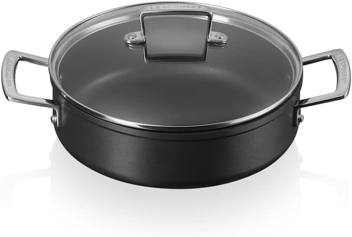 Le Creuset Aluminium-Antihaft Schmorpfanne mit Glasdeckel, 28 cm, 51113280010500, 28 cm