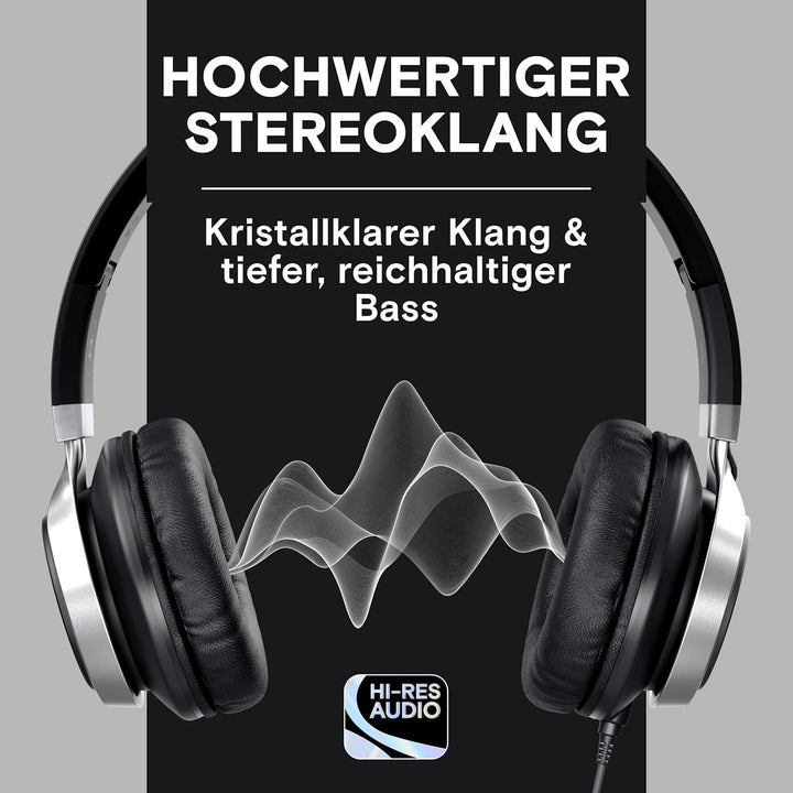 ARTIX® Kopfhörer mit Kabel und Mikrofon, Faltbar und tragbar, Premium 90% Kopfhörer Noise Cancelling