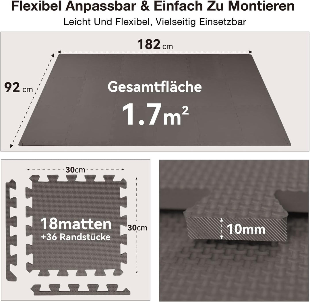 AIRHOP Bodenschutzmatte Fitness Matte Extra Dicke Bodenmatten, rutschfeste Schutzmatten Fitnessraum,