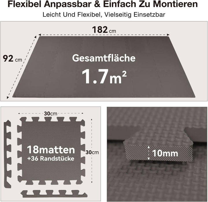 AIRHOP Bodenschutzmatte Fitness Matte Extra Dicke Bodenmatten, rutschfeste Schutzmatten Fitnessraum,