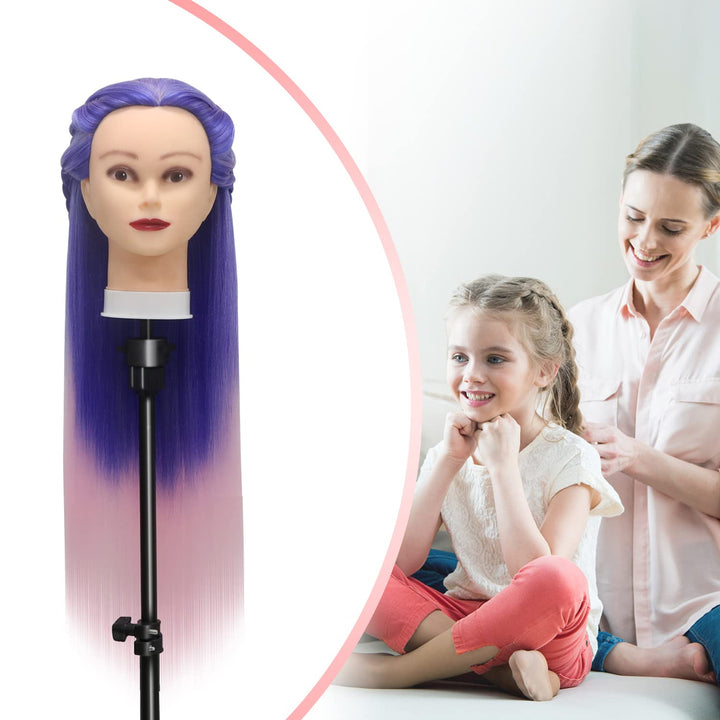 Trainingsköpfe, 28 inch Übungskopf Frisierkopf Friseur 100% Synthetikfaser-Haar Styling Kopf Frisier