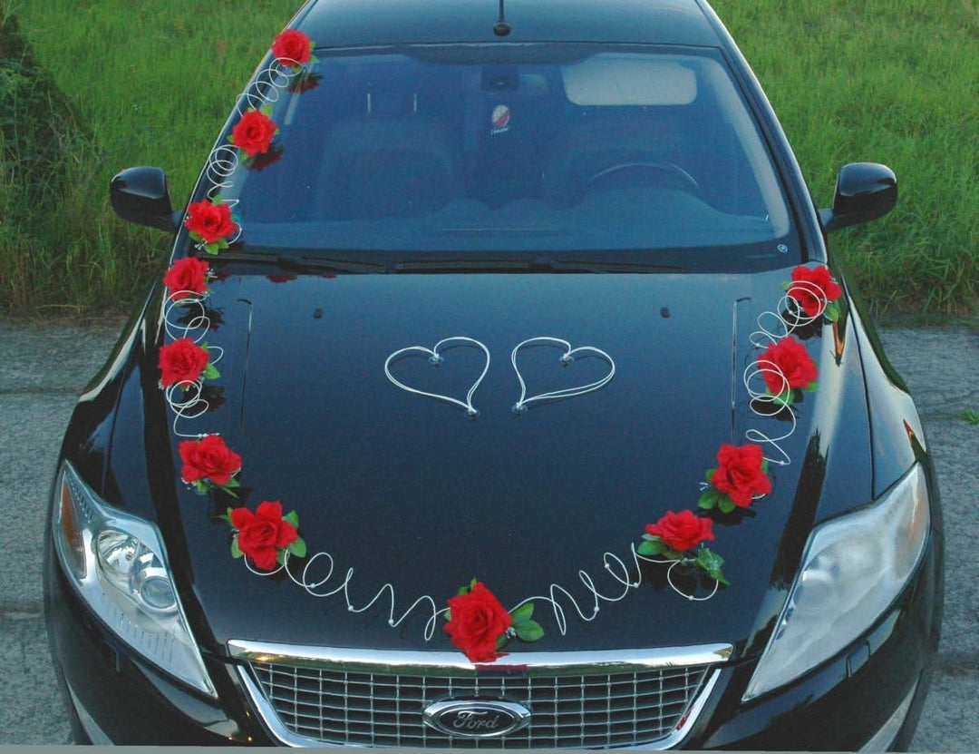 Marta Auto Schmuck Braut Paar Rose Deko Dekoration Autoschmuck Hochzeit Car Auto Wedding Deko PKW (R