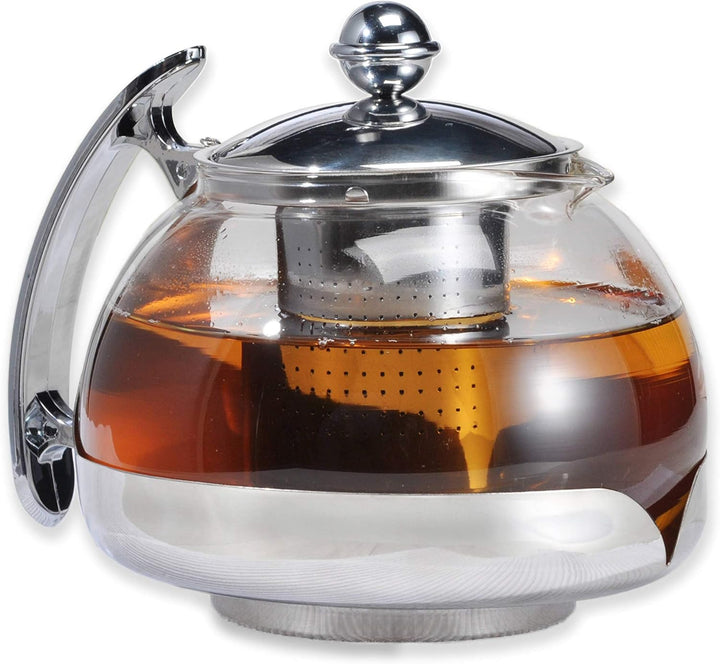 Gravidus Teekannen Set Glas mit Siebeinsatz und Stövchen - 1,2 Liter - Teewwärmer & Teebereiter - Te