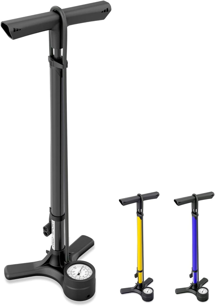 HiLo sports Standluftpumpe Fahrrad - [Passt für alle Ventile] - 11 Bar Fahrradpumpe mit grossem Mano