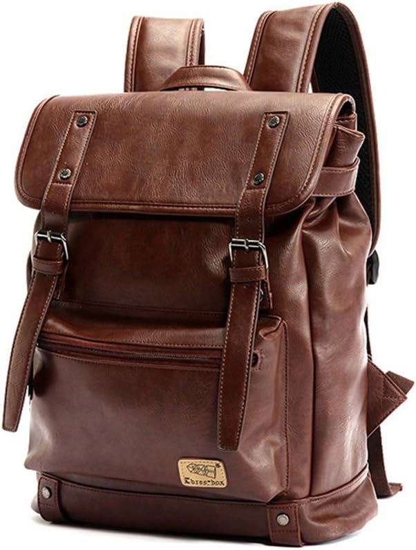 YFbear Daypacks Rucksäcke Kunstleder mit grosser Kapazität Vintage Schulranzen Schultasche Laptop-Ru